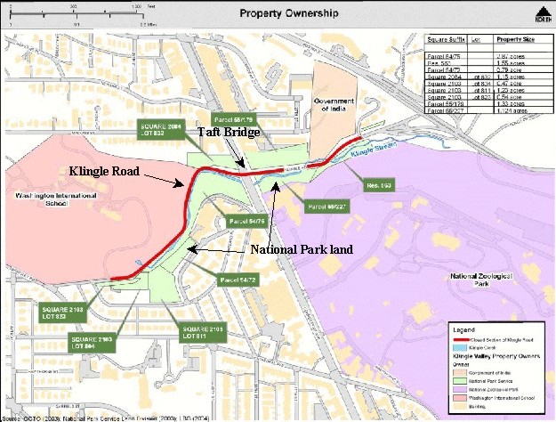 property ownership along Klingle Road